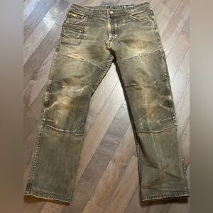 Kuhl Rebel Run Pants Mens 36x32 Olive Distressed Outdoor Hiking Utility Grunge